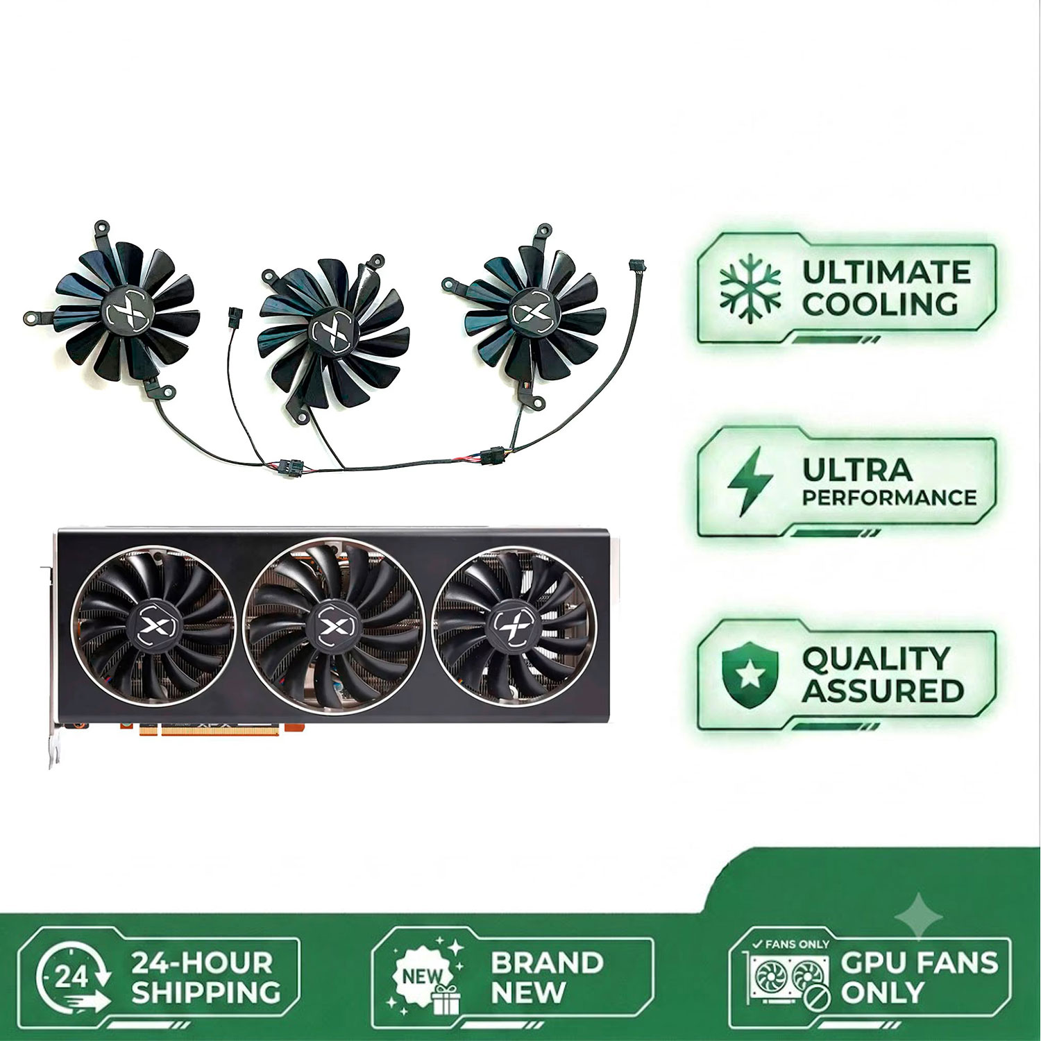 Rx 6700 Xt 12Gb Graphics Card - Nieuwe doe-het-zelf GPU-ventilator, 4-pins, 95 mm